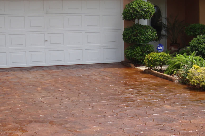 Stamped Concrete Driveway and Stained Concrete in Orlando, Florida