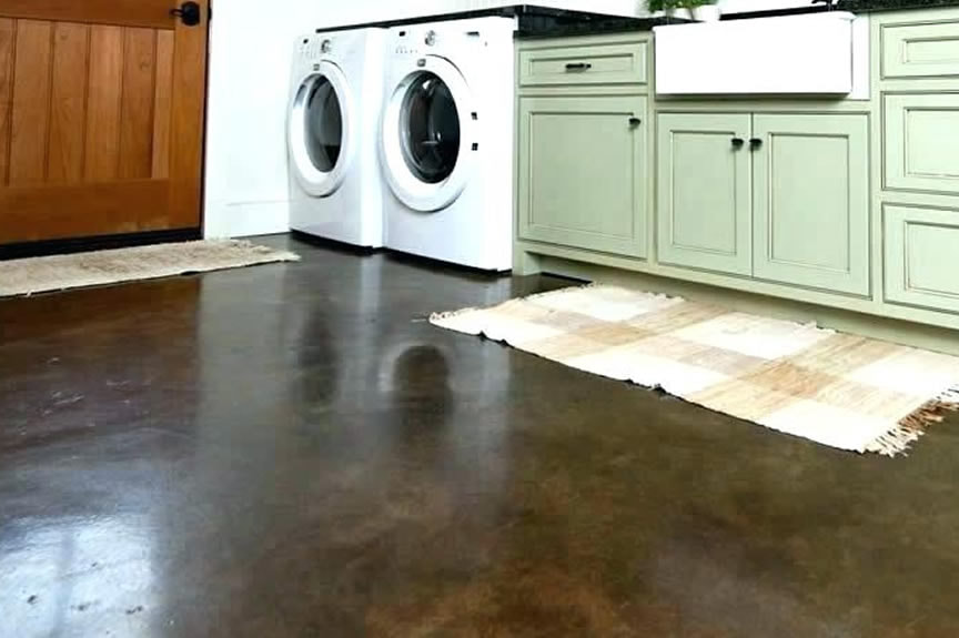 Acid Stained Concrete Flooring in Laundry Room